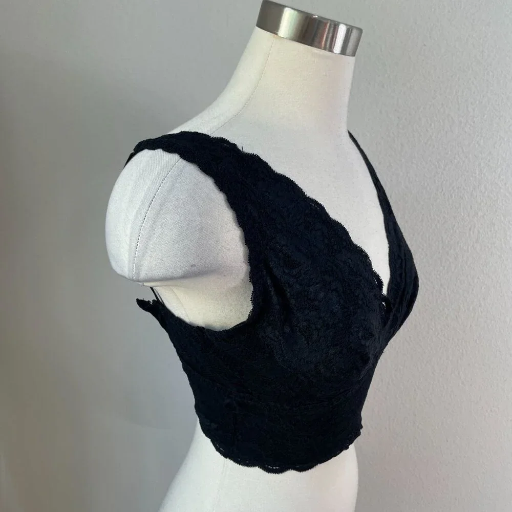 NEW Cosabella Womens XS Curvy Collection Plunge Lace Bralette Black Bra‎